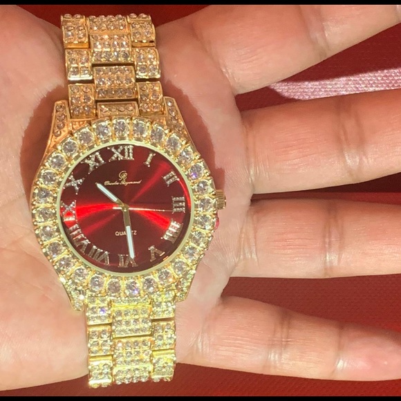 Charles&Raymond Accessories 4k Gold Plated Fully Iced Lab Diamond